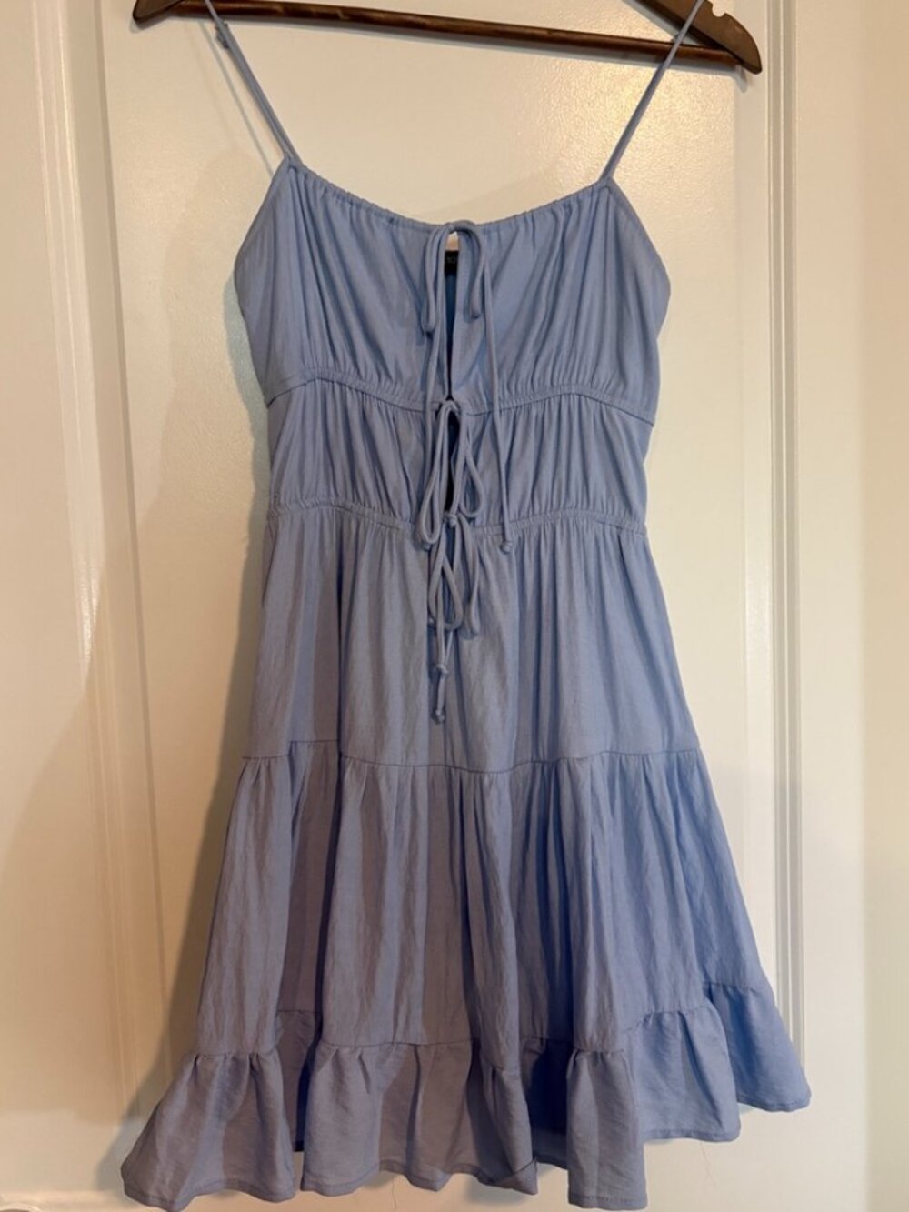 Cotton Candy LA Periwinkle Blue Tiered Mini Sundress